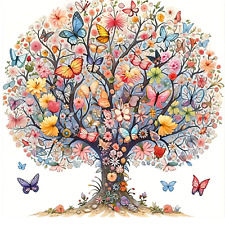 Lebensbaum 5D  & Schmetterlinge Diamond painting Set, ohne Bilderrahmen 30x30cm
