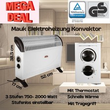 MAUK® Elektroheizung 3 Stufen Konvektor 750/1250/2000W weiß (Handelsretoure)