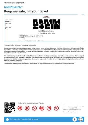 Rammstein karten 2024 prag - rammstein,
