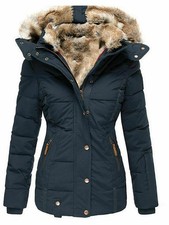 Damen Navahoo warm Winter Jacke Langer Teddyfell jacke Parka Mantel Coat Anbau