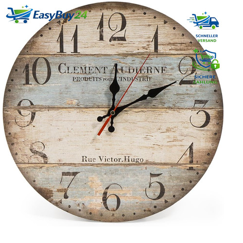 Holz wanduhr 30cm landhausstil - holz,