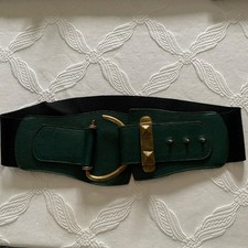 Breiten Gürtel 75 cm schwarz/grün Leder mit Gummieinsatz Elastisch ??