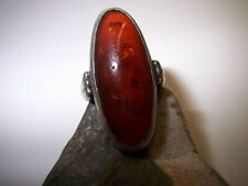 Manufaktur-Bernstein-Ring-Oval-Cognac-Farben-835-Silber-Unikat- 1950-1960