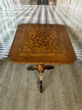 ANTIKER BEISTELLTISCH TISCH UM 1850 ITALIEN NUSSBAUM VOLL INTARSIERT