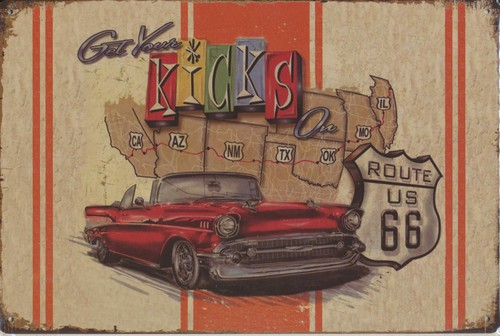 Blechschild get your kicks - "get, kicks"