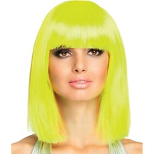 Neon-Gelbe Damen Perücke mit
