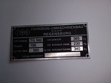 Typenschild ID-plate FMR Messerschmitt Tiger TG 500 Kabinenroller Schild S103