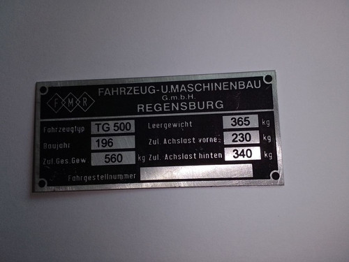 Typenschild plate fmr - typenschild,