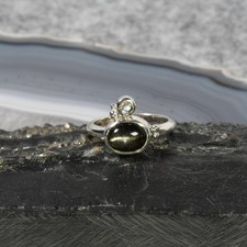 Gold obsidian ring - gold, 925er