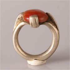 13525 # Alter Tuareg Ring mit Karneol Silberlegierung Agadez Niger