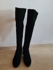 Damen Velours Echtleder Overknee Stiefel Gr. 39