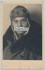 Portrait Foto Luftwaffe Pilot Flieger Fliegerkopfhaube Tuch Fliegeroverall(u365)