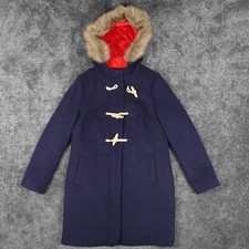 Boden Wolljacke Dufflecoat Damen Größe 10 Blau Kapuze Reißverschluss
