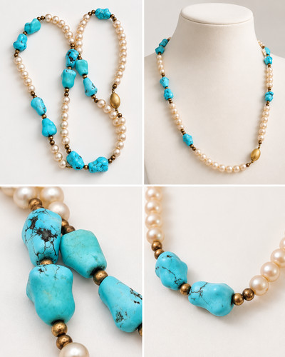 Vintage perlenkette mit - vintage,