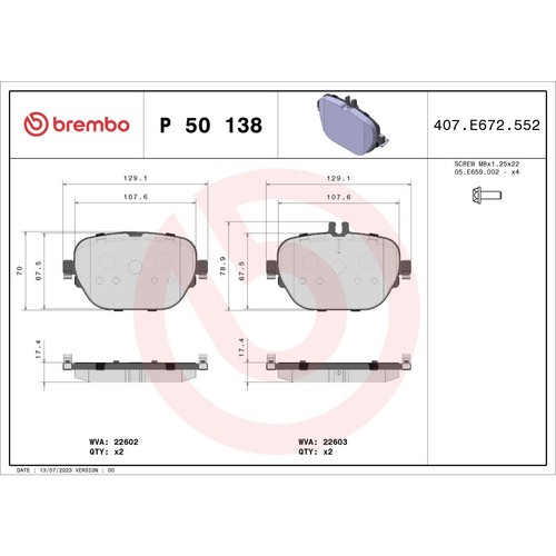 Bremsbelagsatz brembo 138 - brembo, 50