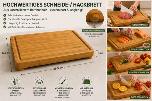 Schneidebrett bambus massiv - schneidebrett,