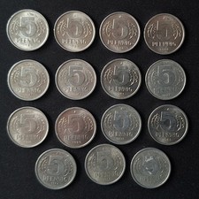 DDR 15 Münzen je 5 Pfennig