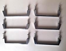 6 Möbelgriffe, 70er-Stil für Türen, Schubladen, Kommoden, Metall, verchromt.