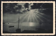 Kolberger Deep, Ostseebad, Strandpartie mit Sonnenstrahlen, Ansichtskarte 1929 