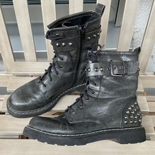 Damen CATWALK Stiefel  Biker Boots Nieten Grau Gr. 38