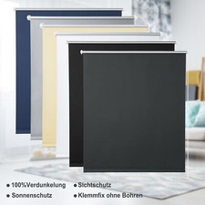 WOLTU Verdunkelungsrollo Klemmfix ohne Bohren Thermorollo Seitenzugrollo Fenster