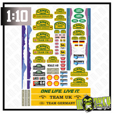 1:10 RC Car Aufkleber Set C Camel Trophy UK Germany Defender Land Rover Crawler