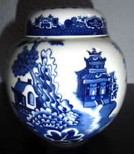 Ingwer / Tee Deckel Dose Topf Blau/Weiß  "Willow" England Porzellan H 14cm