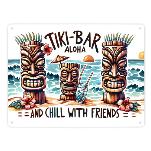 Tiki bar aloha metallschild - aloha,