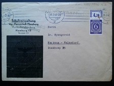 #000155 Briefumschlag v. Hamburg nach Hamburg-Volksdorf ʘ 26.07.1947 Bandstempel