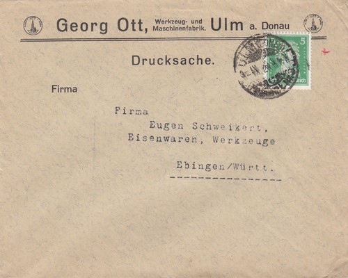 Ulm briefumschlag 1928 - ulm,, 1928,