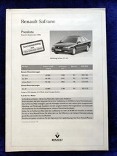 Renault Safrane Preisliste