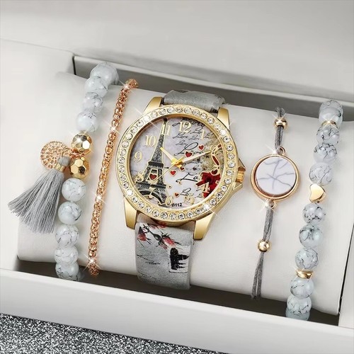 5tlg damen uhr - schmuck, set