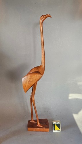 Vintage xxl holzfigur flamingo - holzfigur,