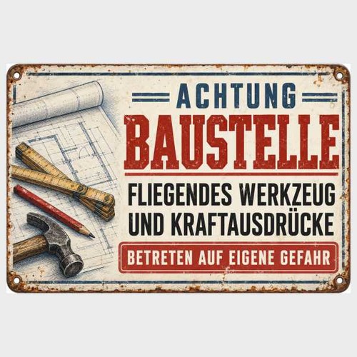 Blechschild achtung baustelle - blechschild,