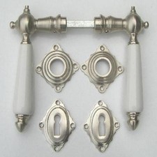 Antike Türgriffe Türklinke Nickel matt gebürstet Jugendstil Art Deco 15-BB-NMW