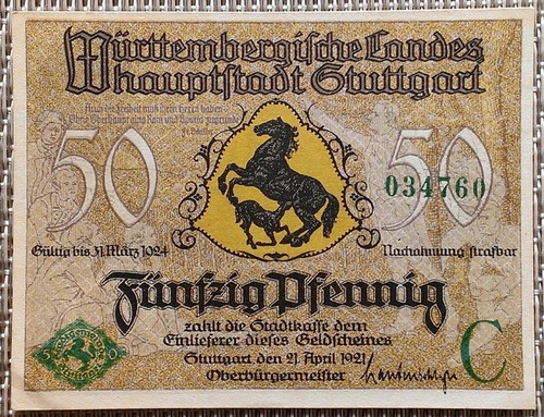 Notgeld pfennig stuttgart - notgeld:,