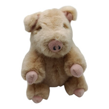 Stofftier Schwein sitzend beige rosa Schwanz SUNKID Kuscheltier ca 15cm