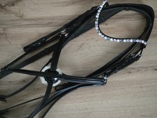 Trense mit mexikanischem Lack-Reithalfter, schwarz, Glitzer, WB/Full