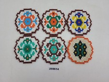 6x Untersetzer Perlen Bügelperlen DDR Retro Küche Kunststoff alt bunt #259614