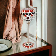 Windlicht rot schwarz silber