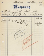 Rechnung Wilhelm Sölz Oberkroh Schindeln Dach 1930