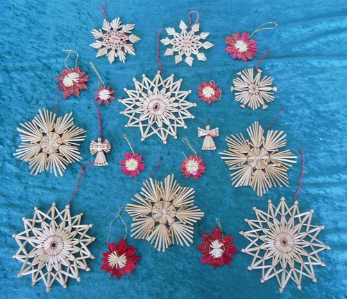 Strohsterne set engel - engel, roter