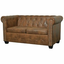 Chesterfield Sofa Couch Ecksofa Sofas Sessel Vintage Kunstleder 2/3 Sitzer DE