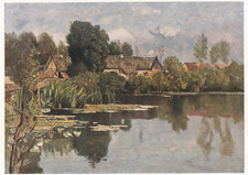 K. Hagemeister  Kunstdruck 1917 nach dem Gemälde ,, Alte Mühle am Wasser ,,
