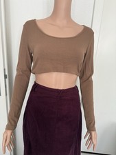 Langarm Crop Top in Braun