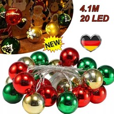 4.1M 20 LED Weihnachtskugeln Lichterkette mit Fernbedienung für Garten DHL