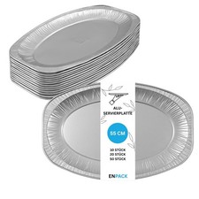 Enpack Alu Servierplatte 55x30 cm - optimal für Buffet Party - Grillplatten oval
