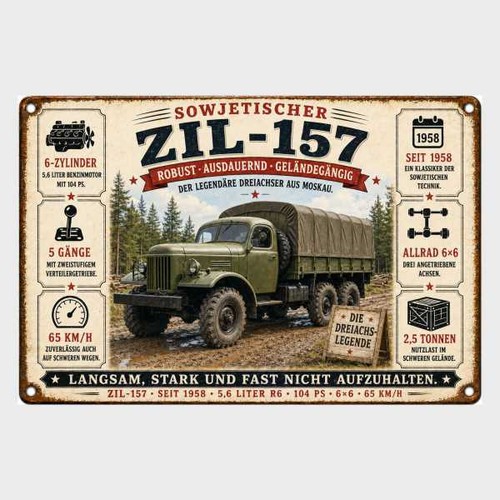 Blechschild zil 157 sowjetisch - blechschild,