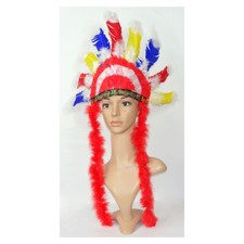 INDIANER KOPFSCHMUCK # Karneval Kostüm Party Häuptling Federkopfschmuck Federn