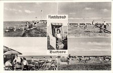 AK Burhave Nordsee, Mehrbildkarte Strandkorb, Verl. Habeck (Nr. 2557)